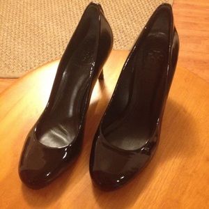 Tory Burch Black Patent Leather Wedges Heels Sz 8M